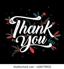 Thankyou typography poster. Celebration text , badge. Vector calligraphy 