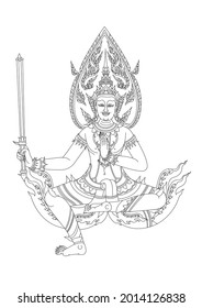 Thao Thatarod .His body's weapon is a mace.He is the ruler of the east. Khao Phra Sumen