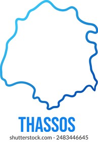Thassos island simple thin line map with blue gradient 