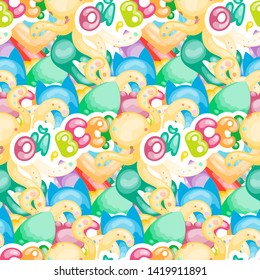 That is all. Seamless vector pattern with cute cartoon monsters and beasts. Nice for packaging, wrapping paper, coloring pages, wallpaper, fabric, fashion, home decor, prints etc. Vector illustration