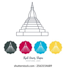 That Dam ( Black ) Stupa - Pagoda in Vientiane, Laos - Stock Illustration as EPS 10 File
