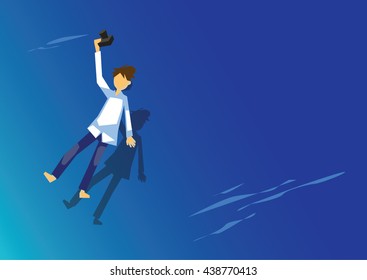 That float on the water, a photographer  - Vector illustrations