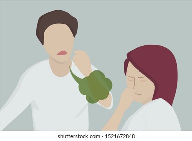 That man didn't know that he had bad breath,His girlfriend feels uncomfortable every time talks with him.