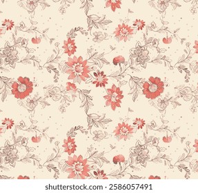  that showcases floral motifs. It is designed for use in fabric and clothing, as well as wrapping paper. The overall aesthetic focuses on the beauty of flowers, creating a vibrant and eye-catching 