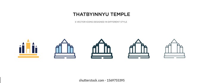 thatbyinnyu temple icon in different style vector illustration. two colored and black thatbyinnyu temple vector icons designed in filled, outline, line and stroke style can be used for web, mobile,