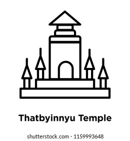 Thatbyinnyu Temple icon vector isolated on white background, Thatbyinnyu Temple transparent sign , line or linear sign, element design in outline style