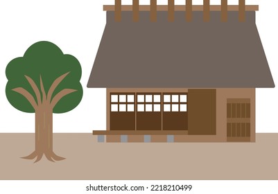 Thatched Roof House And Garden