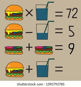 That's a puzzle. Rebus. A refreshing drink and a Burger. Problem solving with numbers. 