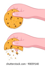 Thats The Way The Cookie Crumbles, human hand crumbling cookie on white