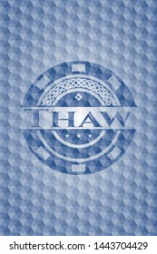 Thaw blue polygonal badge. Vector Illustration. Detailed.
