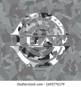 Emblema gris de camuflaje. Ilustración vectorial.