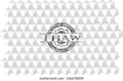 Thaw grey emblem with geometric cube white background