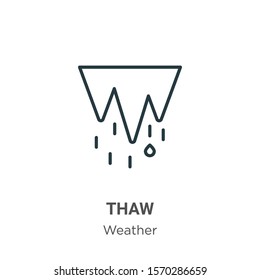 Thaw outline vector icon. Thin line black thaw icon, flat vector simple element illustration from editable weather concept isolated on white background