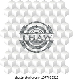 Thaw realistic grey emblem with cube white background