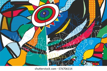 Thawed patch. Colorful graphic prints for office and home interior paintings. 