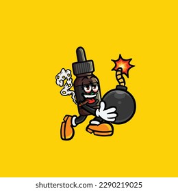 caricatura de cbd de thc humedeciendo blunt y alta cara apedreada de la maleza broda de cannabis vector nug