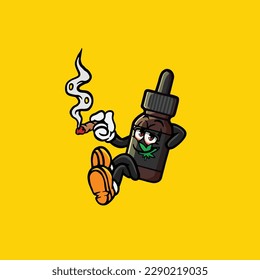 thc cbd cartoon smoking blunt and high face stoned from weed cannabis bud nug vector