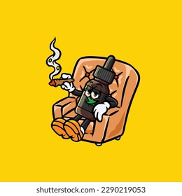 caricatura de cbd de thc humedeciendo blunt y alta cara apedreada de la maleza broda de cannabis vector nug