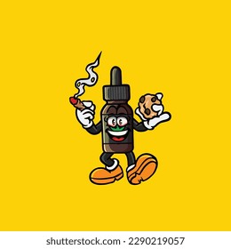 thc cbd cartoon smoking blunt and high face stoned from weed cannabis bud nug vector