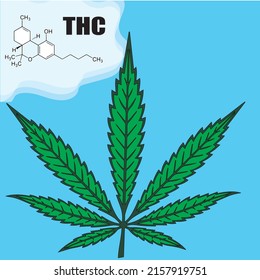 THC, CBD formula. Cannabis leaf. Medical purpose concept.