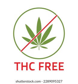 thc free badge, thc free stamp icon black and white, thc free emblem, seal, tag, label for cbd hemp oil label design template elements with marijuana leaves