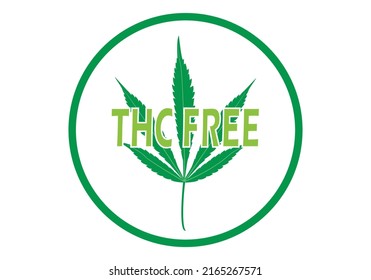 
THC free. without THC. THC-free cannabis symbol in shades of green. Cannabis