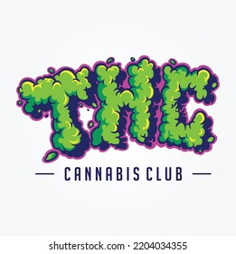 Thc lettering words with smoke effect illustration vector illustrations for your work logo, merchandise t-shirt, stickers and label designs, poster, greeting cards advertising business company brands