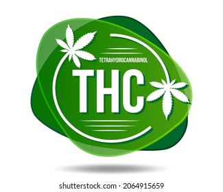 THC Logo - Tetrahydrocannabinol. Substance From Cannabis Sativa. Warning About THC Content In This Product. Simvol For Design And Medical Websites, Presentations Or Applications.
