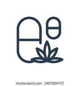 THC Pille Vektorsymbol Illustration für psychoaktive Hilfe in der Medizin