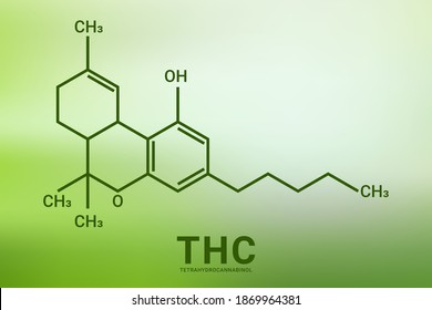 THC or tetrahydrocannabinol molecular structural chemical formula