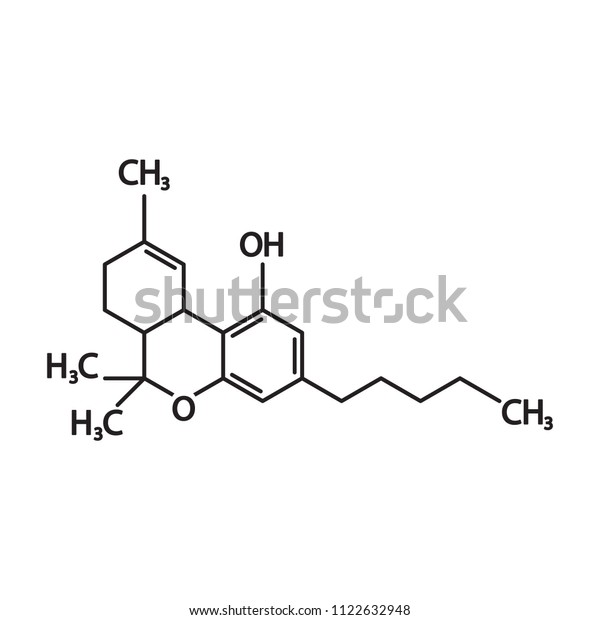 Thc Oder Tetrahydrocannabinol Molekulare Strukturelle Chemische Stock Vektorgrafik Lizenzfrei 1122632948