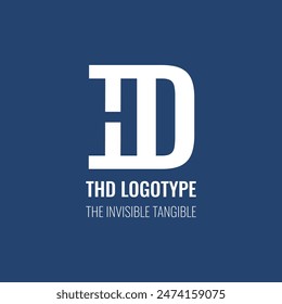 THD logo negative space vector design for your business card invisible logotype 