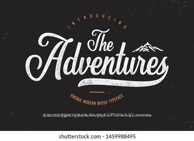 Adventures Vintage Brush Script Modern Font Stock Vector (Royalty Free ...