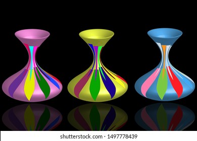 .The ancient Greek amphora with the mythical ornament against a dark background.Vector illustration.