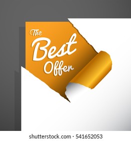 'The Best Offer' text uncovered from teared paper corner.