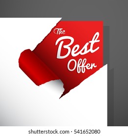 'The Best Offer' text uncovered from teared paper corner.
