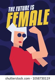 "The future is female" Modern Abstract We Can Do It Rosie the Riveter Women Poster. Women, girl, female strength poster.