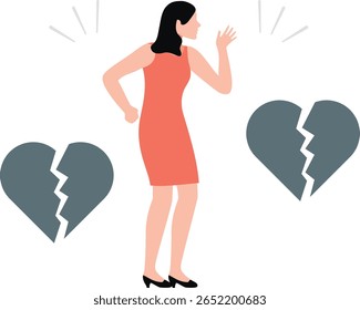 "The girl's heart is broken, feeling the weight of shattered hopes and dreams, amidst the echoes of love lost and the ache of emotional turmoil."