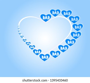 "The heart shape with the word Father in the middle, a small heart shape, arranged together into a big heart shape.Father's Day greeting card.vector illustration."