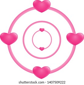 "The small heart is on the circle line Isolated from the white background.vector illustration."