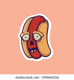 "The smiling hot dog zombie" this is an illustration of a hot dog when it turns into zombie.
You can use this design for stickers, product mascots, clothing design, labels etc. editable vector eps 10.