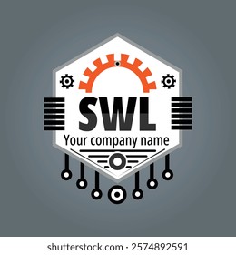 "The SWL (Safe Working Load) logo represents strength, safety, and reliability in industrial operations. It features a modern and professional design, incorporating elements like a crane hook, a shiel