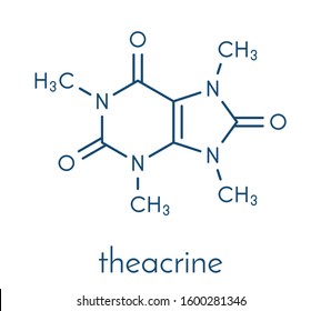 Theacrine molecule. Caffeine analog present in kucha tea. Skeletal formula.