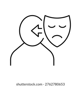Theater actor icon. Entertainment and performing arts line symbol. Black and white.
