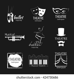 Theater, ballet, musical logos template design collection.