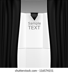 Theater black curtains hidden a triptych billboard ready to use with different products