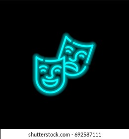 Theater blue glowing neon ui ux icon. Glowing sign logo vector