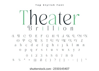 Theater Brillion Stylish alphabet display vector font and Beautiful luxury Font