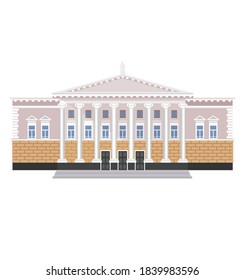 Theater building design flat. Vector illustration