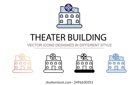 Theater Building icon design with white background stock illustration